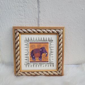 Indian Elephants By Kathleen Ney Framed Art Print Gold Square
